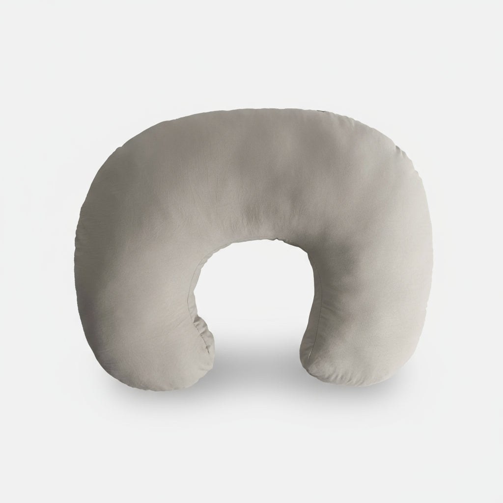 Almohada de lactancia ergonómica gris topo, soporte suave para mamá y bebé durante la alimentación
